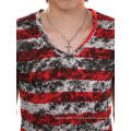 Mode Dye Stripe V Neck manches courtes été en gros en coton hommes T-shirt